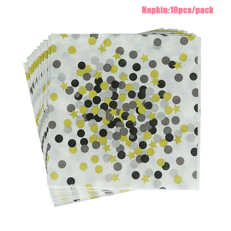 Black Napkins LINVIERLOVE розовый Золотой горошек одноразовая посуда бумажные чашки пластины салфетки для дня рождения, Свадьбы вечерние украшения поставки - Цвет: Black Napkins
