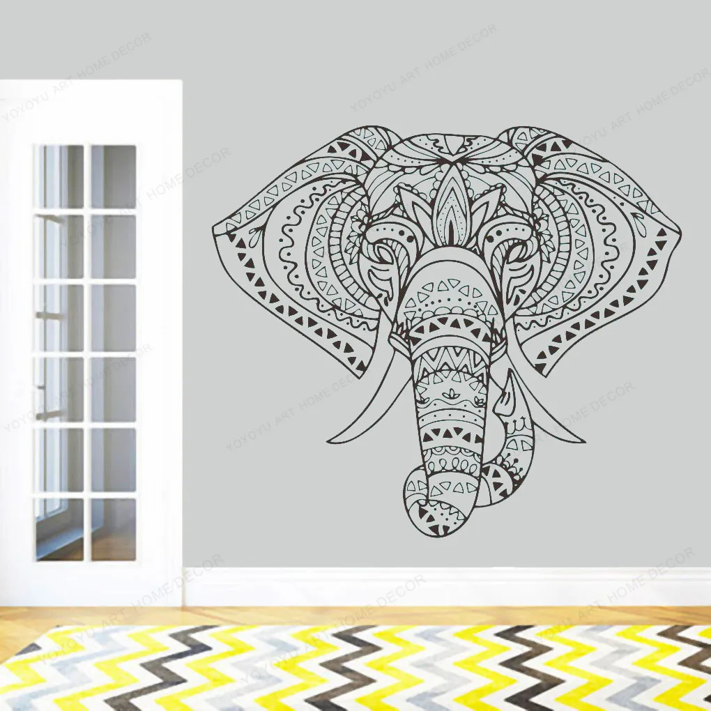 Boho слон Наклейка на стену Индия Таиланд буддийские Настенный декор Стикеры для