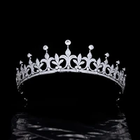 funmode new luxury bride tiara aaa cubic zircon women crown hair accessories for wedding party gifts wholesale fc01