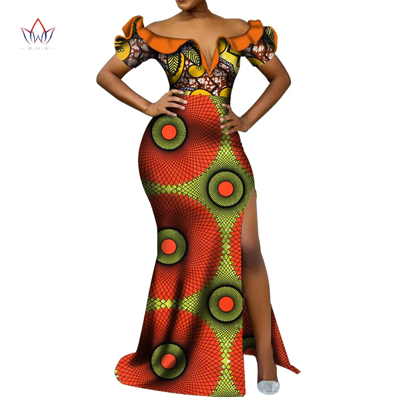12 Vetement Femme Dashiki, африканские платья с v-образным вырезом для женщин, повседневные Свадебные вечерние африканские платья с коротким рукавом, Анкара, длинное платье swy5297 - Цвет: 12