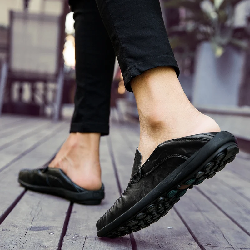 2019 Loafers Men Leather Shoes Soft Business Flats Simple Slip on Male Casual Office Big Size 48 | Обувь