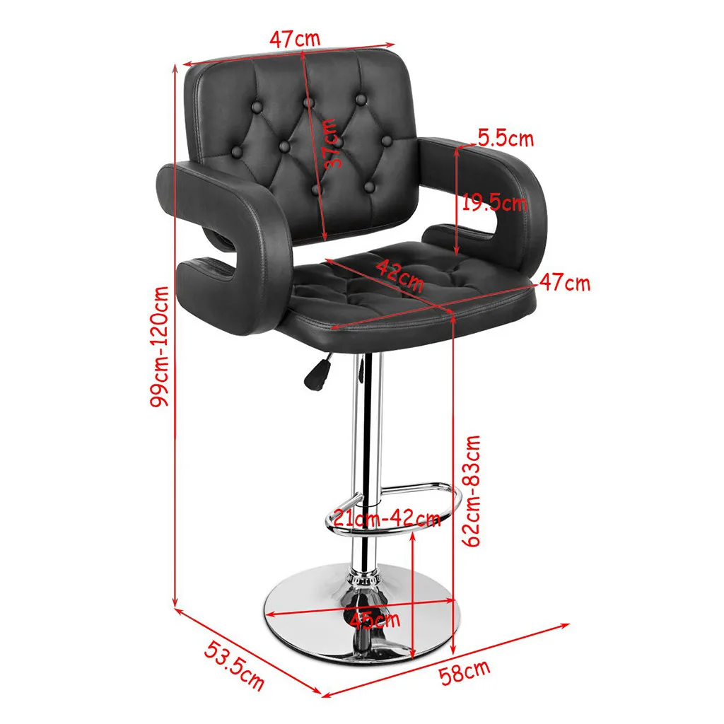 

Set Of 2 Leather Bar Chair Height Adjustable Swivel Coffee Chairs Counter Stool Modern Lifting Rotating High Pedal Dining Chair