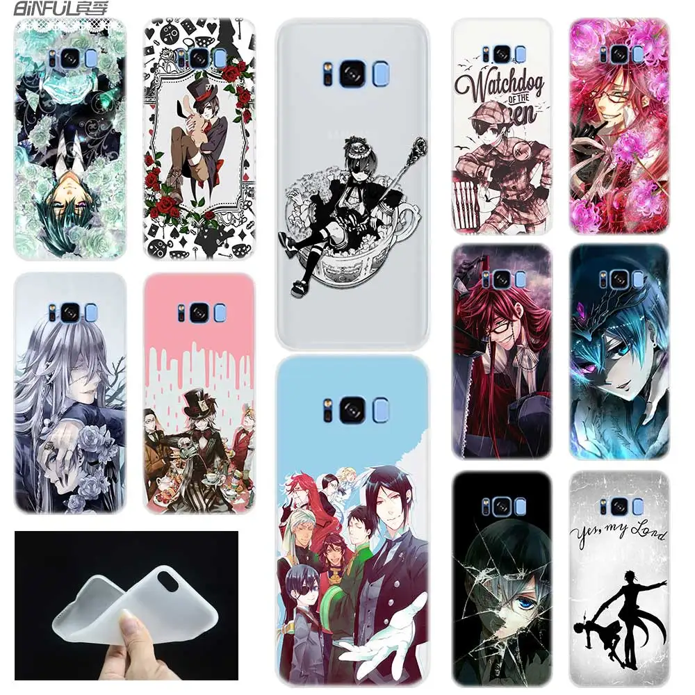 Мягкий чехол для телефона из ТПУ с изображением черного Батлера аниме Samsung Galaxy S7
