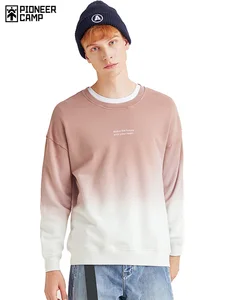 Пионерский лагерь толстовка с градиентной расцветкой розовый серый вырез лодочкой буквенный узор повседневные хлопковые мужские толстовки AWY902325T