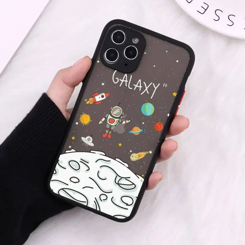 

Phone Case For iPhone 12 11 Mini Pro XR XS Max 7 8 Plus X Star Astronaut Matte transparent Cover