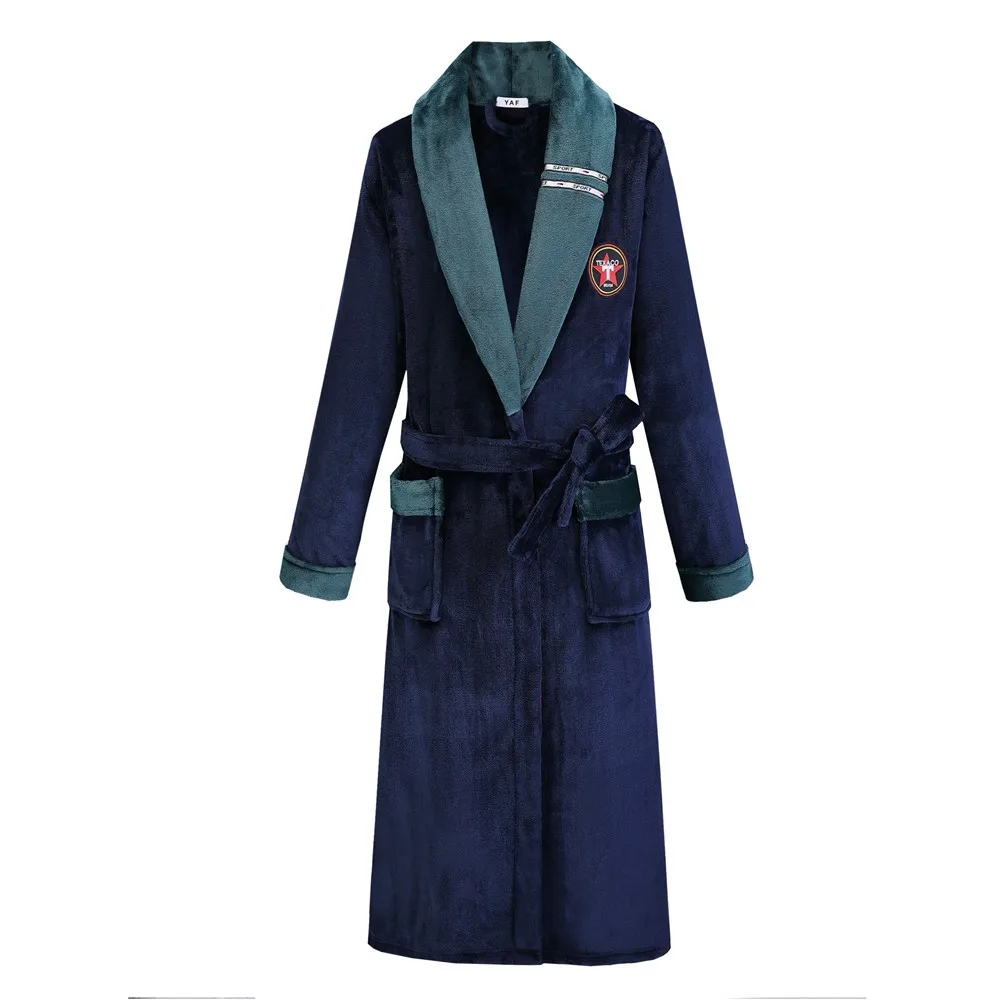 Autumn Winter Thicken Robe Men Kimono Bathrobe Gown Nightgown Warm Flannel Male Nightwear Intimate Lingerie Plus Size Homewear