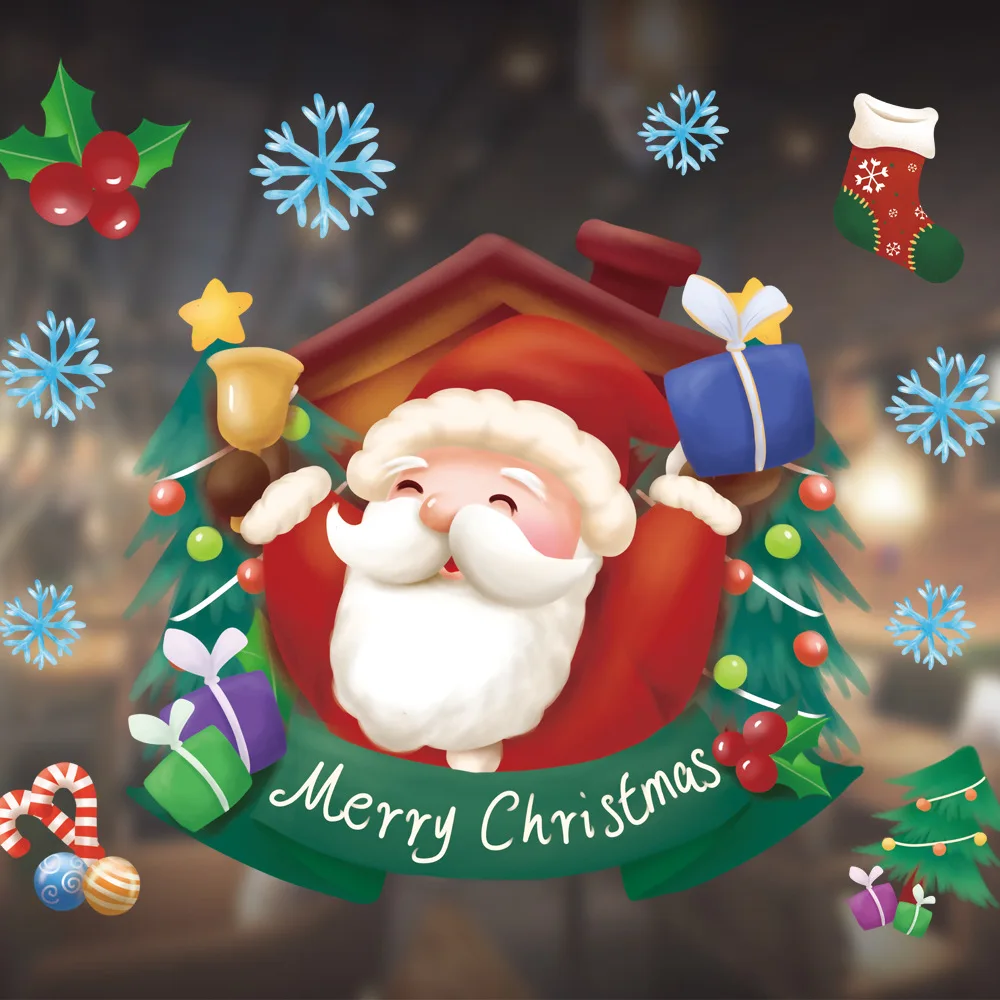 Рождественские наклейки на стекло и окно Электростатическая наклейка сделай сам