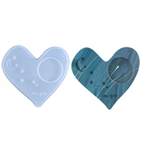 diy crystal epoxy mold love heart shape star candle holder coaster candle holder mold making tool manual crafts epoxy mold