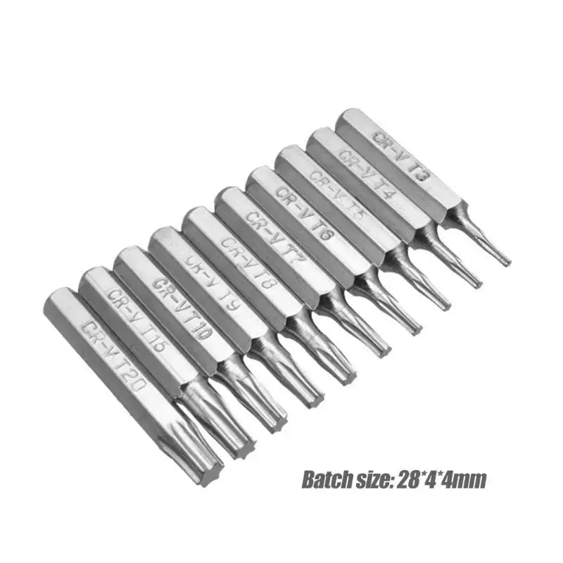 10pcs CR-V Torx Bit Set Including T3 T4 T5 T6 T7 T8 T9 T10 T15 T20 T6-T20 Security Mobile Repair | Инструменты