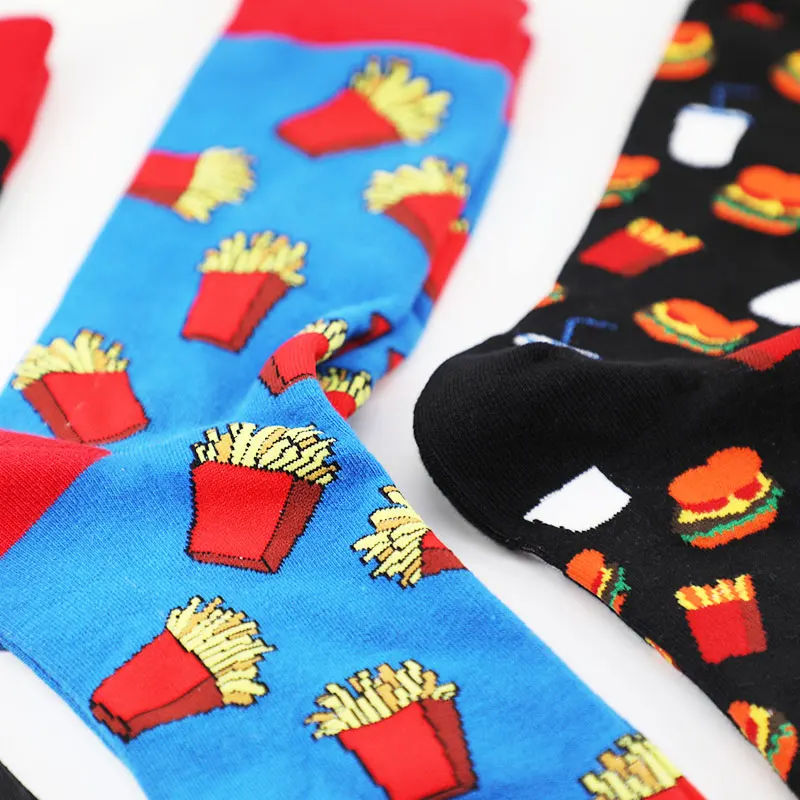 Модные счастливые носки бургер фри пивная кружка мужские забавные женские