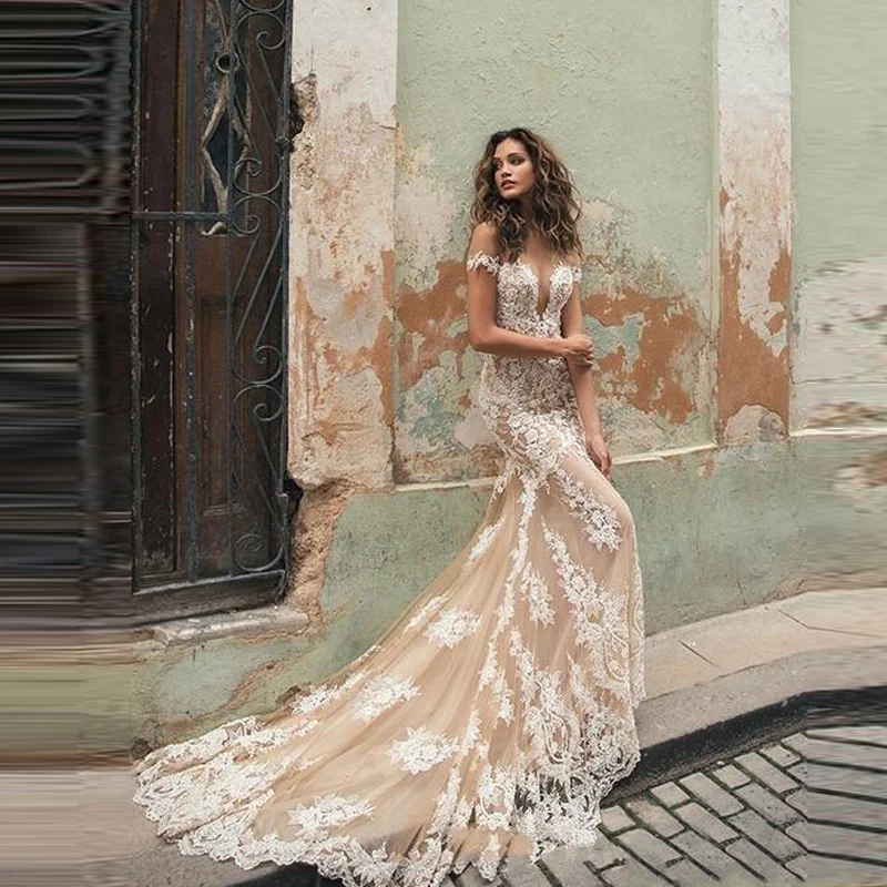 На заказ платье Формальное vestido de noiva robe de mariee на заказ вечерние платья кружевное Abendkleid элегантное вечернее платье «русалка» - Цвет: picture color