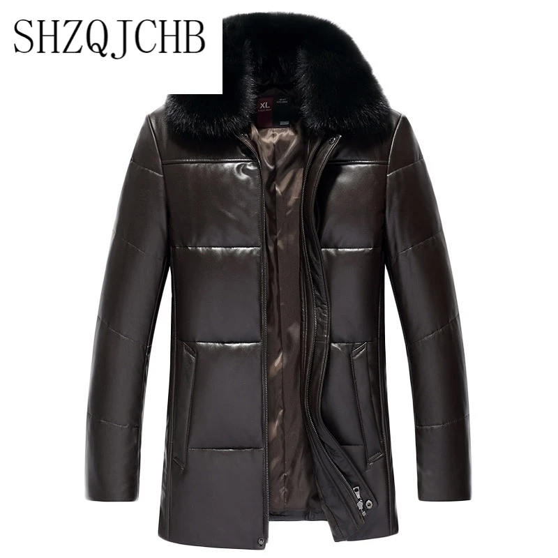 

Jacket Leather Men Jacket Genuine Leather Men Winter Down Jacket Men Sheepskin Coat Mink Fur Collar Chaqueta Cuero Hombre