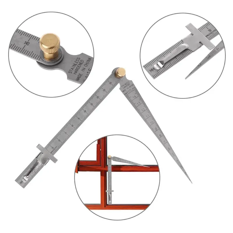 

2in1 Metric Taper Welding Feeler Gauge Gage Depth Ruler Hole Stainless Steel HX6C