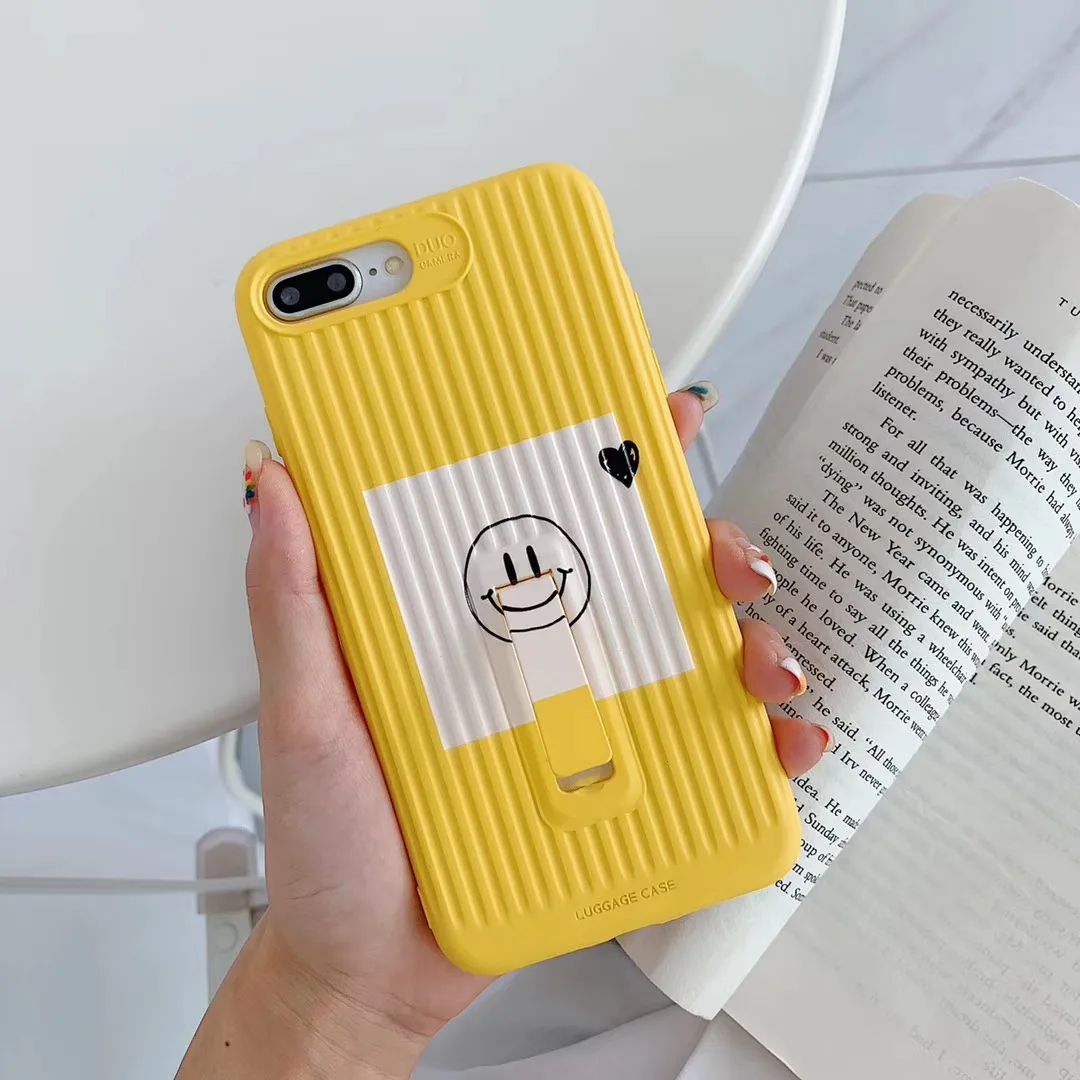 INS Korea cute simple fashion yellow cheese smiley phone case for iPhone Xs MAX Xr X 6 6s 7 8 plus Interesting soft back cover |