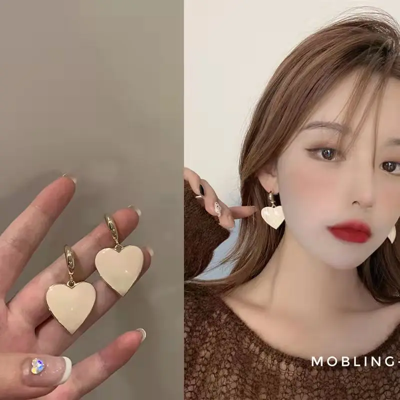 

925 Silver Needle Dangle Earrings for Women 2021 New Trend Fashion White Love Earrings Dangle for Girls Grunge Jewelry Wholesale