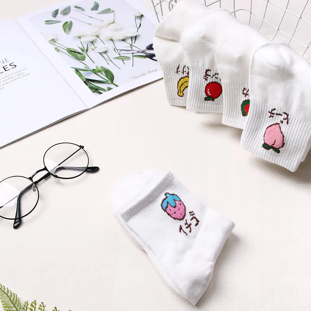 Хлопковые носки с фруктовым дизайном для девочек Женские повседневные