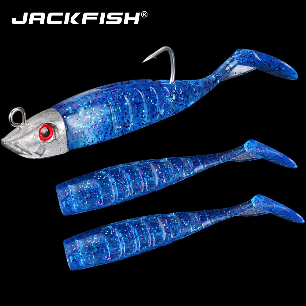 JACKFISH 8 см 9 г джиггинг Мягкая приманка рыболовные приманки 5 цветов приманки из свинца ведущий крючок рыба Т хвост морской бас приманка рыболовные снасти