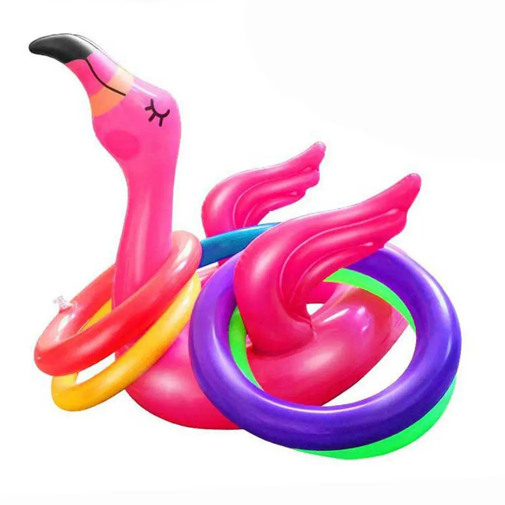 

Тропический фламинго, украшение для вечеринки, надувное кольцо с наконечником, игрушка для Гавайского бассейна, детская игрушка для пляжа, ...