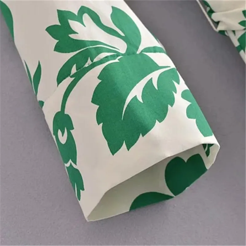 

Za Green Long Dress Women Summer 2021 Fashion Print Shirt Dress Woman Belt Button Up Midi Dresses Vintage Casual Dresses