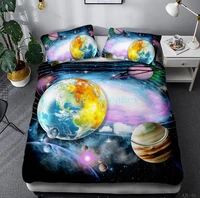 3d duvet cover set space moon bed cover planets bedding set with pillowcase adults star bed linens comforter bedding sets king