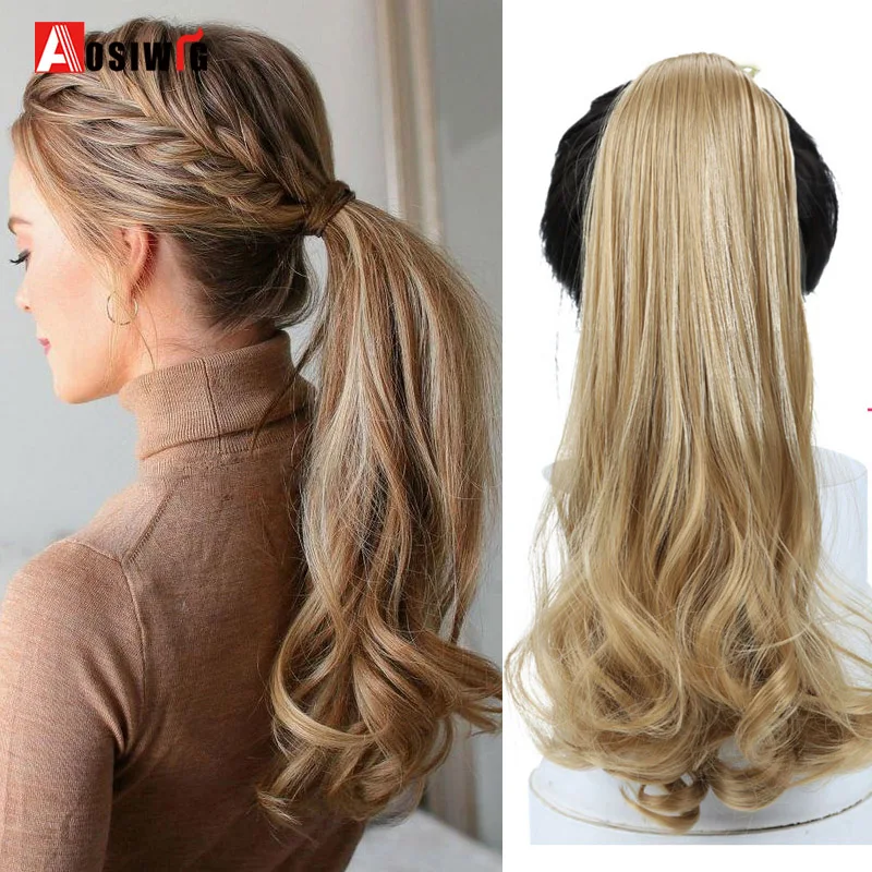 AOSI длинный кудрявый хвост на шнурке черные коричневые Синтетические