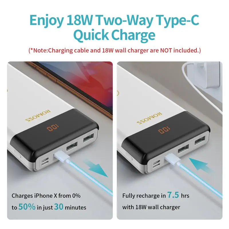 20000 мАч ROMOSS LT20 Pro power Bank портативный внешний аккумулятор с QC Двусторонняя Быстрая зарядка портативное зарядное устройство для телефонов планшетов