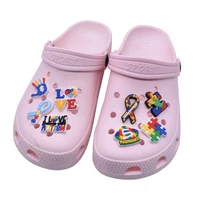1pc diy jibz croc charms for autism caring pvc garden shoe buckles accessories sandals ornaments kids party xmas gifts