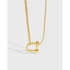 Шанис 925 стерлингового серебра ins холодной минималистский U-образный круглые бусина боковая цепочка ожерелье ключица ожерелье с подвеской для женщин