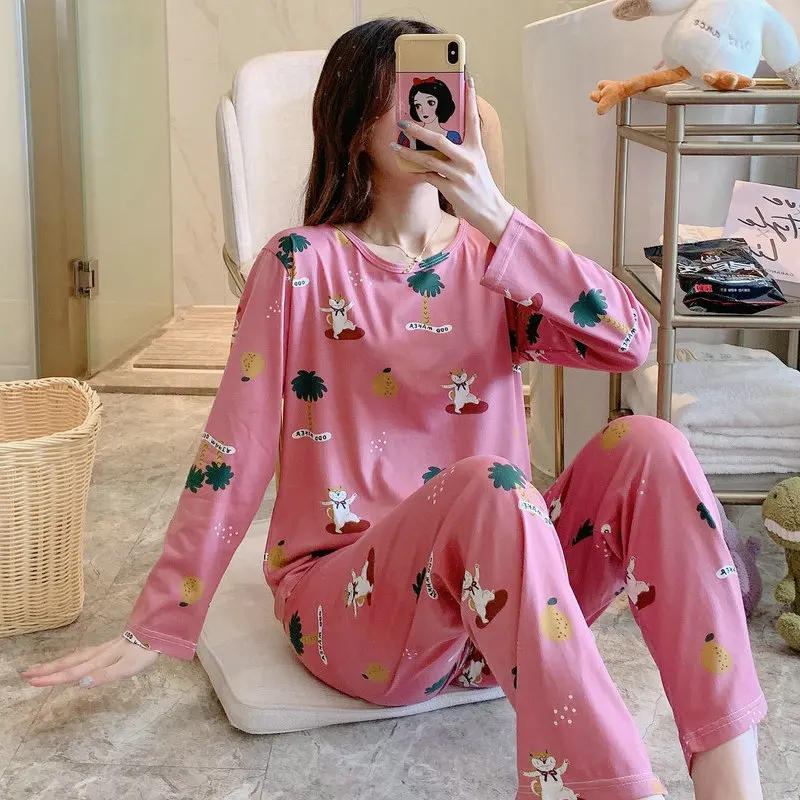 M L XL XXL 3XL 4XL 5XL с длинным рукавом для женщин Ночная рубашка одежда сна 100% хлопковые