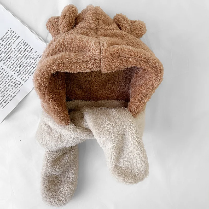 Корейский осень и зима новый детский шарф шляпа сплайсинга плюс плюшевая теплая