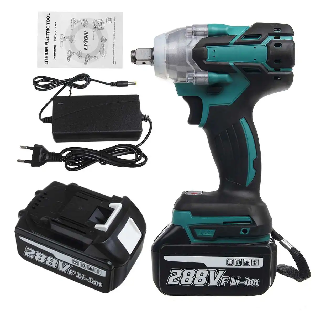 

NEW 110-240V 22800mAh 288VF Brushless Electric Impact Wrench 1/2 Lithium-Ion Battery 6200rpm 800 N.M Torque