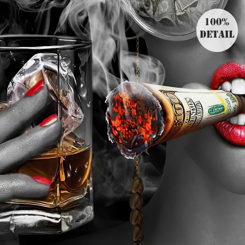 Настенный декор постер для привлекательной женщины картина курения холст