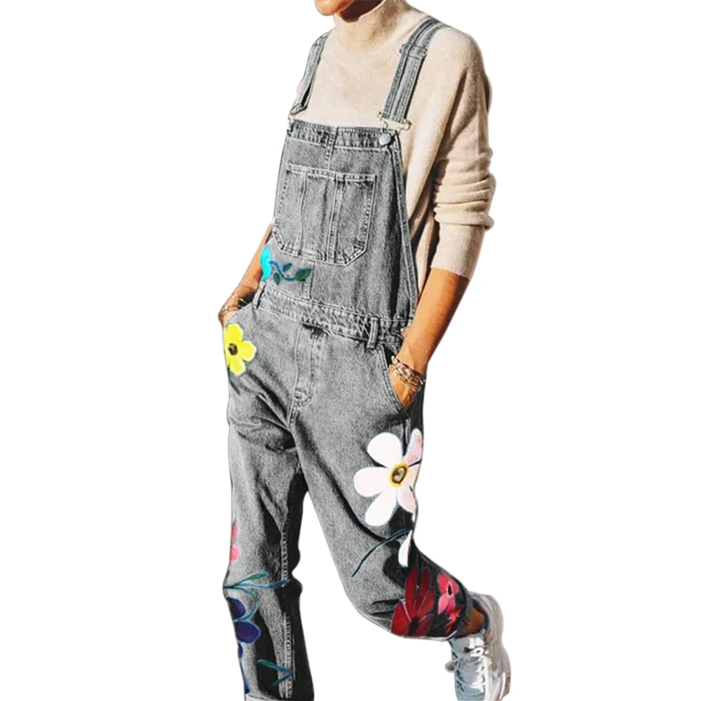 Модный женский джинсовый комбинезон для девушек 2019 цветочный свободный
