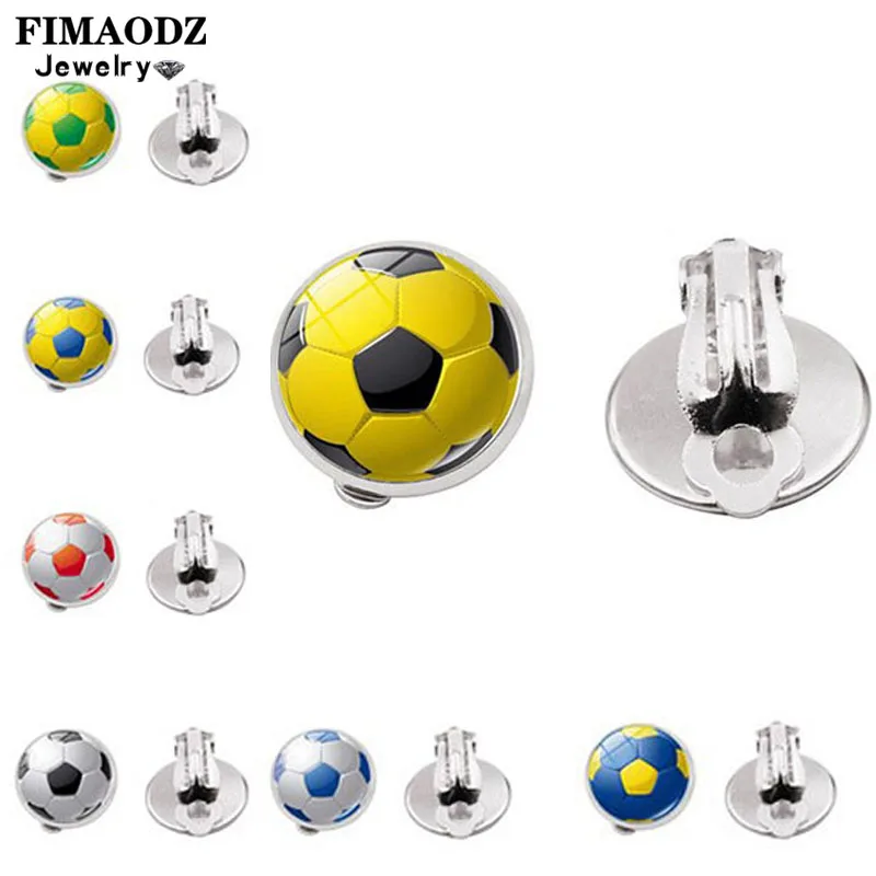 FIMAODZ Футбол серьги гвоздики цветной волейбол Футбольная тема под стеклом фото