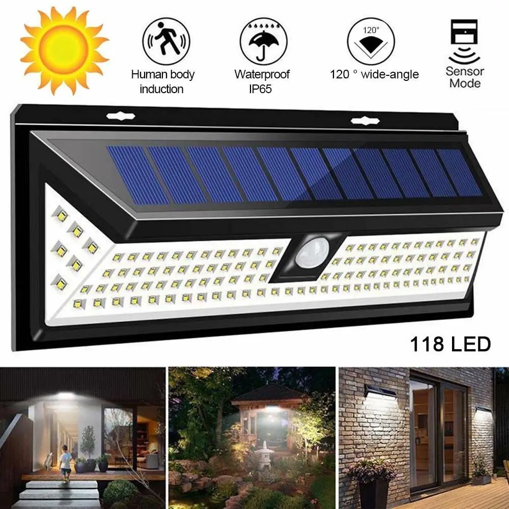 

Outdoor Lighting Solar Motion Sensor Light 118 Led Bulb Solar Power Lamp Waterproof Security Street Lights For Garden Decoration