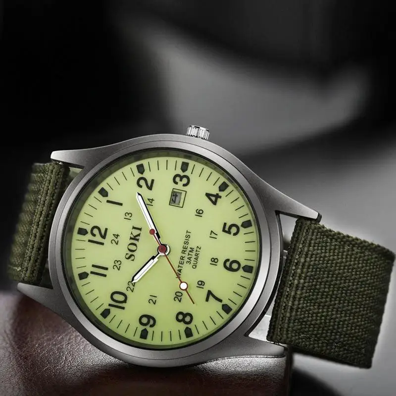 

Military Army Mens Date Canvas Band Analog Quartz Sport Wrist Watch Gift Men Calendar Quartz Watch