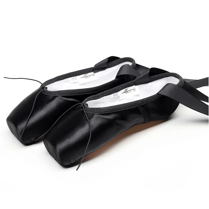 Профессиональные балетки с лентами цвет розовый черный красный атласные