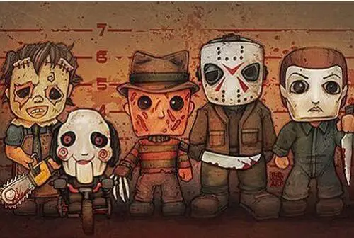 KILLER LINEUP-классические персонажи фильмов ужасов шелковая фотокартина 24x36 дюймов |