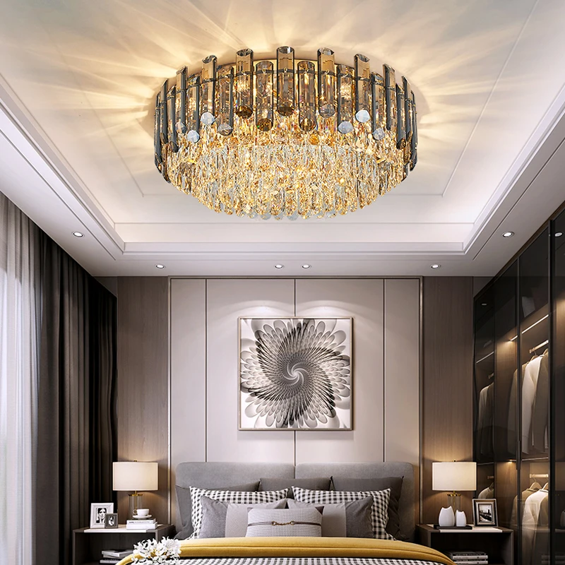 

Modern luxury LED ceiling lights for bedroom living dining room circle crystal large lamp home decoration hanging light fixture