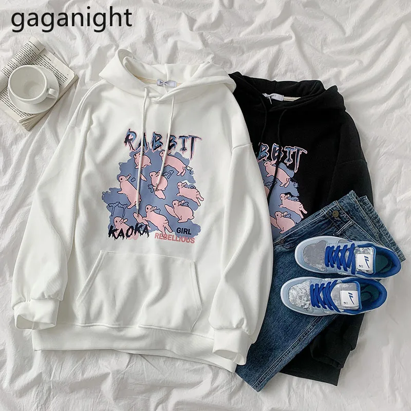 

Gaganight Women Hoodies 2021 Autumn New Korean Chic Street Style Casual Retro Printed Loose Versatile Hooded Long-sleeved Tops