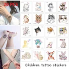 20 шт.компл. милые животные Детские тату наклейки маленькие цветы Временные татуировки для детей боди-арт водонепроницаемые поддельные тату фламинго