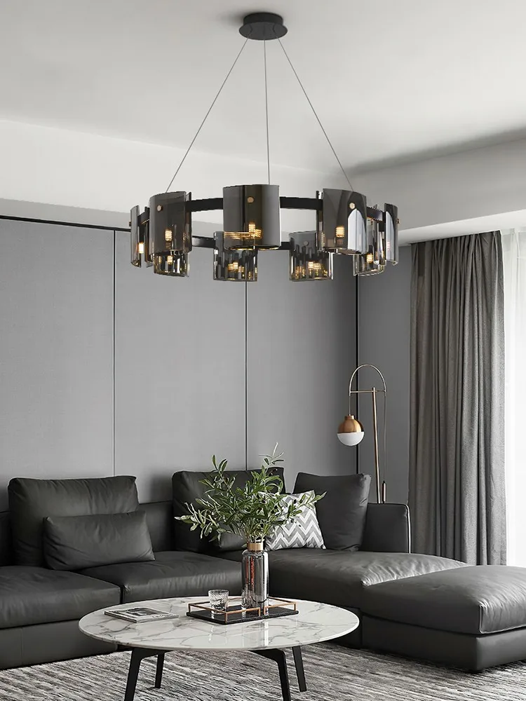 Iluminación LED de araña para comedor y sala de estar, creativa y moderna, lámpara colgante de lujo de cristal ámbar/ahumado para dormitorio, accesorios de decoración G9