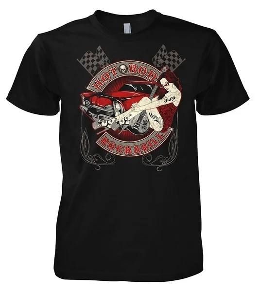 

Rock Style Hot Rod Rockabilly Men T-Shirt Black 100% Cotton Sports Fitness Plus Size Birthday Gift