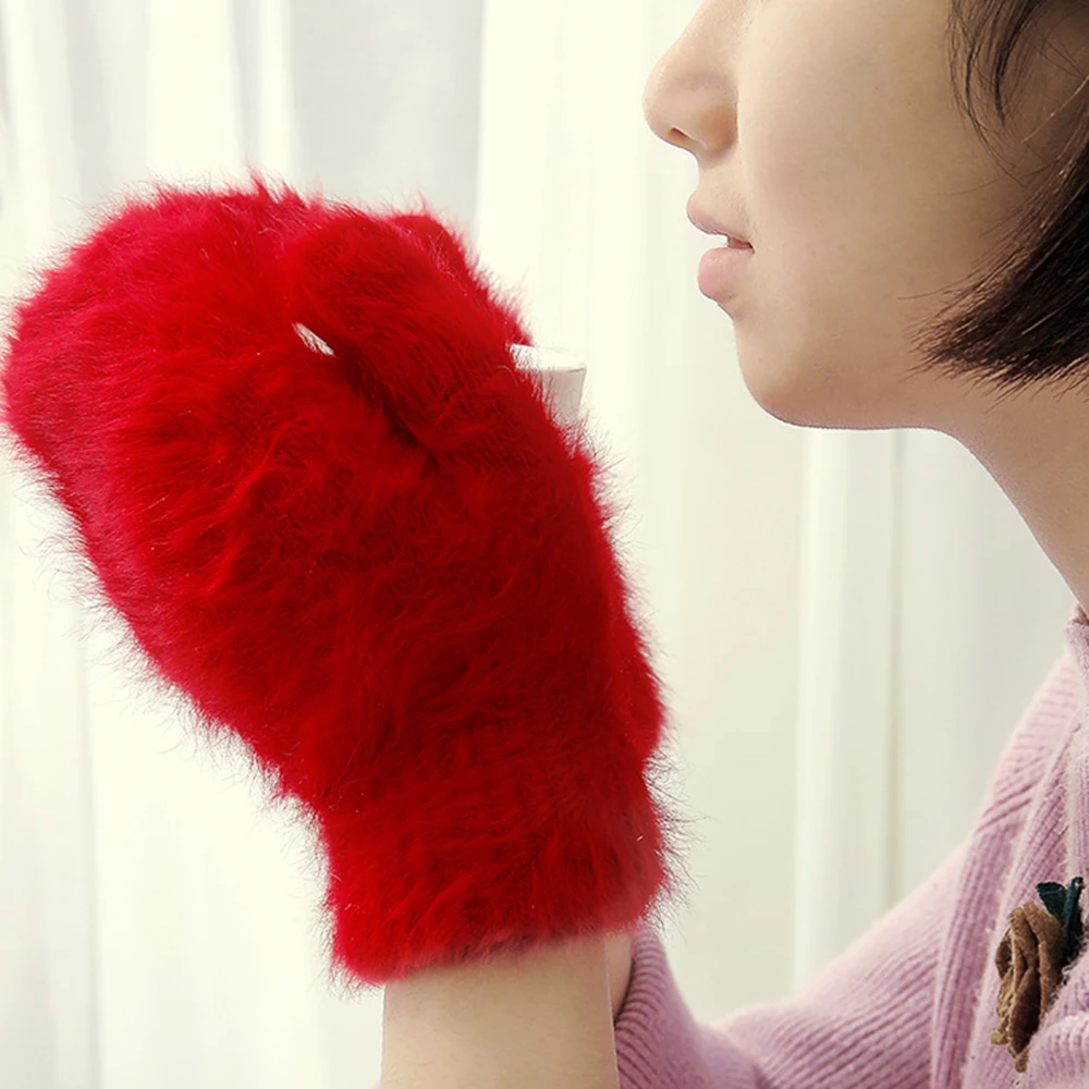 

Cute Rabbit Wool Gloves Female Winter Mittens Factory Outlet Fur Gloves Fingerless Gloves Winter Gloves Women Girls Mittens