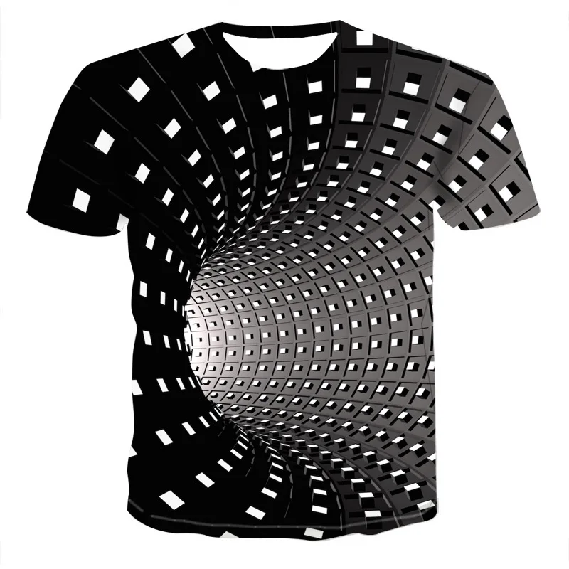 

Colorful three-dimensional 3D swirl men's T-shirt fashion round neck short-sleeved Harajuku casual men's shirt T-shirt xxs-6XL