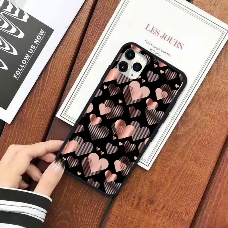 

Love Heart Gold Rose Marble Stripes Phone Case for iPhone 11 12 pro XS MAX 8 7 6 6S Plus X 5S SE 2020 XR
