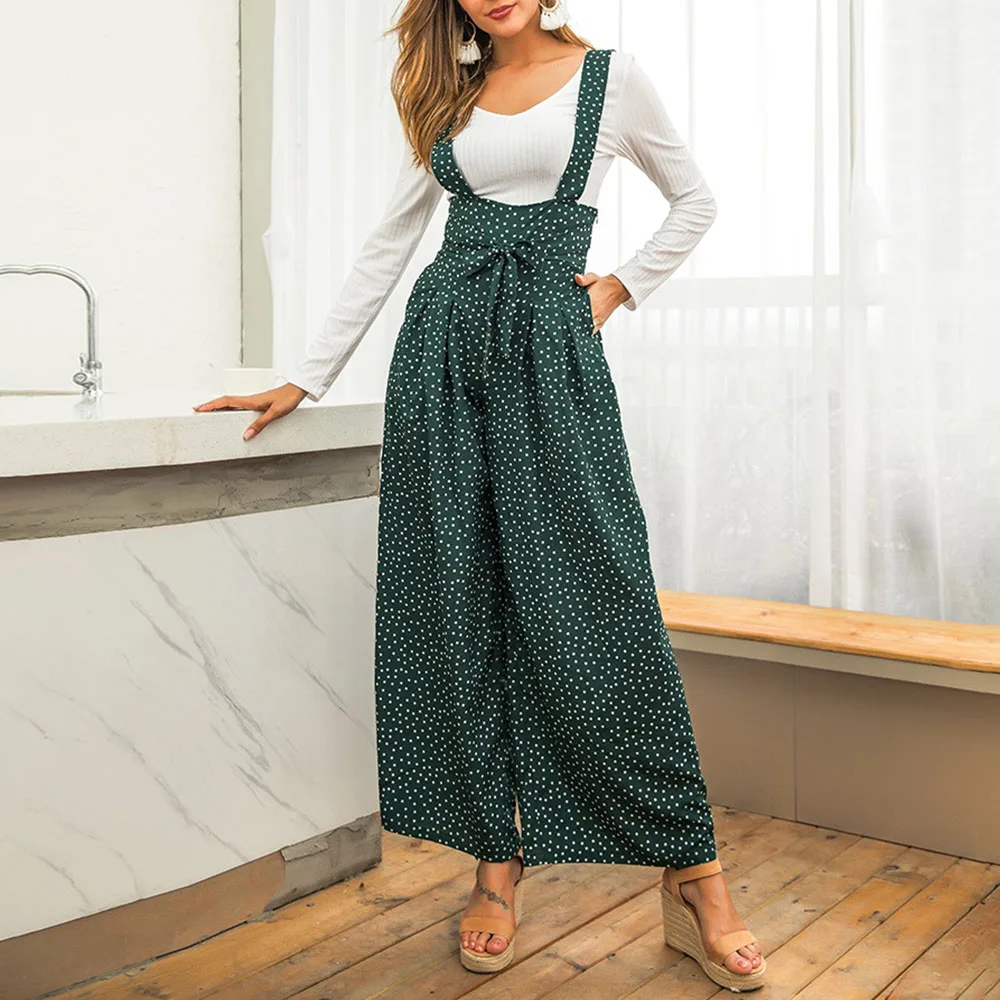 2020 летние брюки на подтяжках комбинезон с широкими штанинами высокая талия