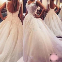 ball gown bride open back style with lovely lace appliques casamento 2018 hot sexy vestido de noiva mother of the bride dresses