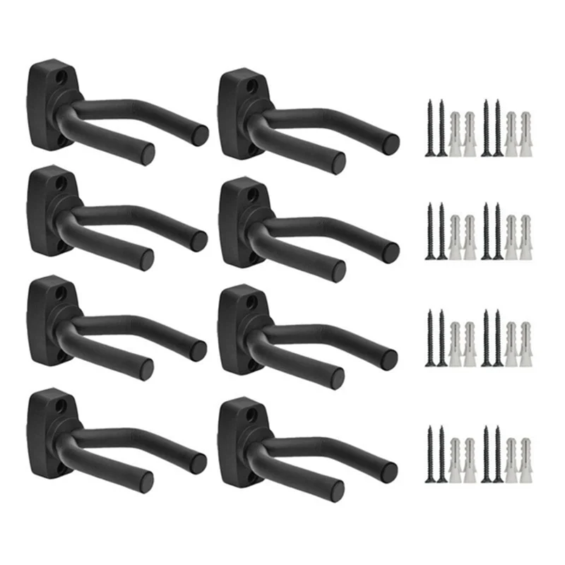 

8 x Guitar Hanger Hook Holder Wall Mount Display Acoustic Guitar Stand Ukulele Bass Wall Mounts Hangers Black