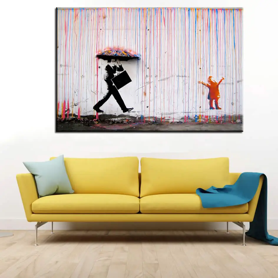 

Graffiti Art Canvas Painting Rain Art Prints Poster Modern Printed Oil Painting Pictures Unframed
